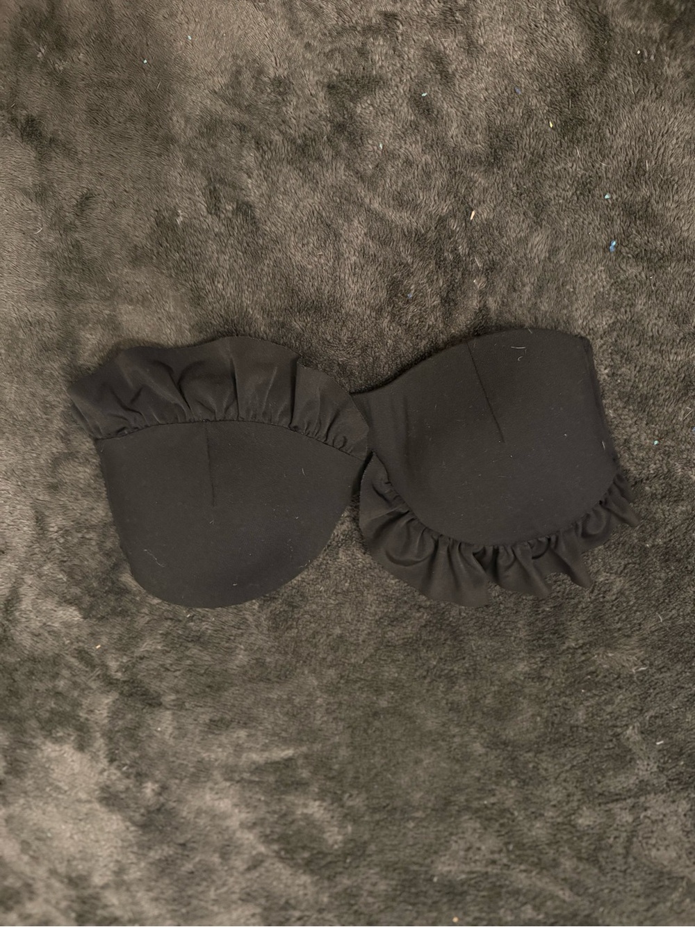 H&M Black Strapless Bandeau with Ruffle Edge
